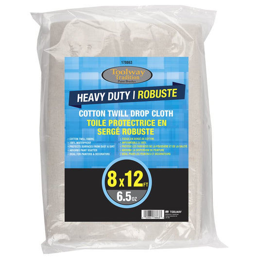 Heavy Duty Cotton Twill Drop Cloth 6.5oz 8ft x 12ft