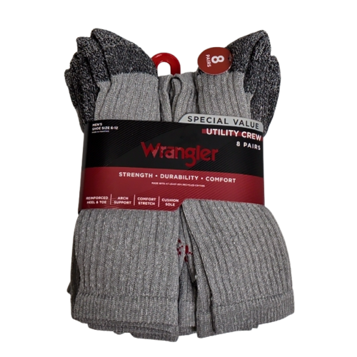 Men's Wrangler Utility Crew Socks 8pk. Assorted Colours