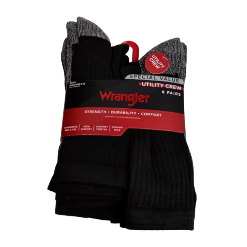 Men's Wrangler Utility Crew Socks 8pk. Assorted Colours