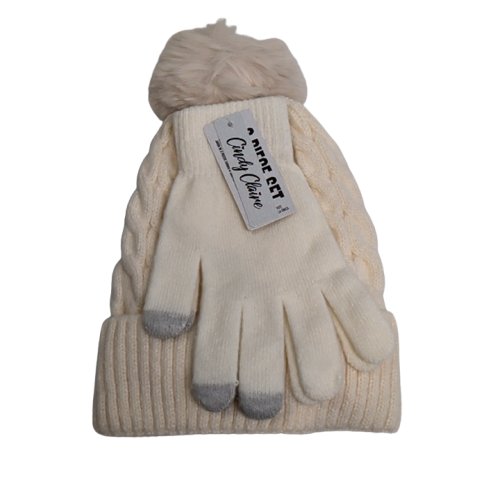 Ladies 2pc. Hat & Touch Gloves Set Assorted Colours Cindy Claire