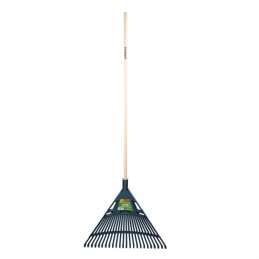 Râteau à Gazon et Feuilles Tête Plastique 60cm 24 Dents Manche Bois 120cm