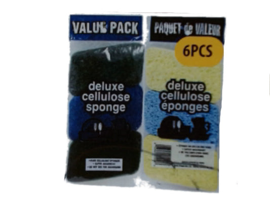 Lot économique de 6 éponges de cellulose de luxe