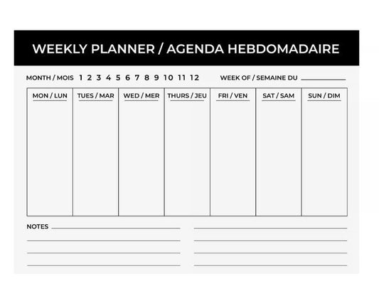 Weekly Planner 11.6" x 8" 52 Sheet Desk Tech