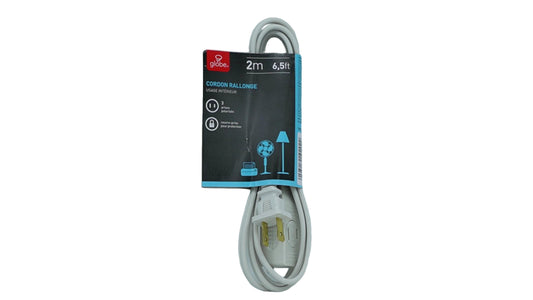 Extension Cord Indoor 6.5' 3 Outlets 16/2 SPT-2 Globe