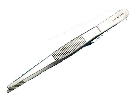 Forceps, medium point, 115mm 4.5", straight, sta