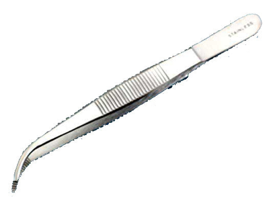Forceps, medium point, 115mm 4.5", curved, stain