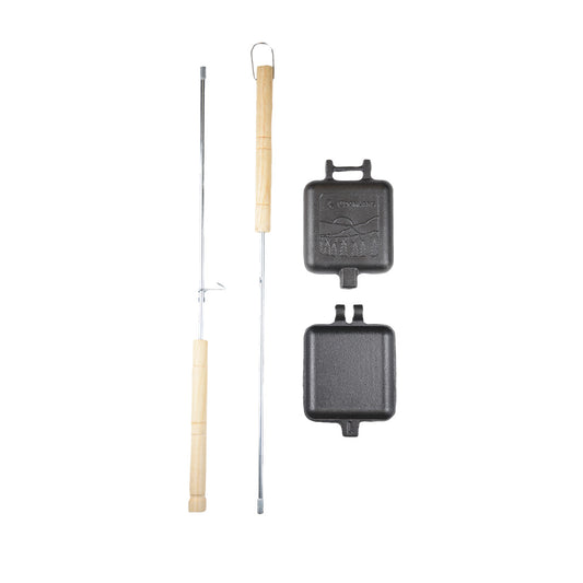 Cast Iron Camp Cooker - 27 Inch With Removable Wooden Stay Cool Handles - Additional View