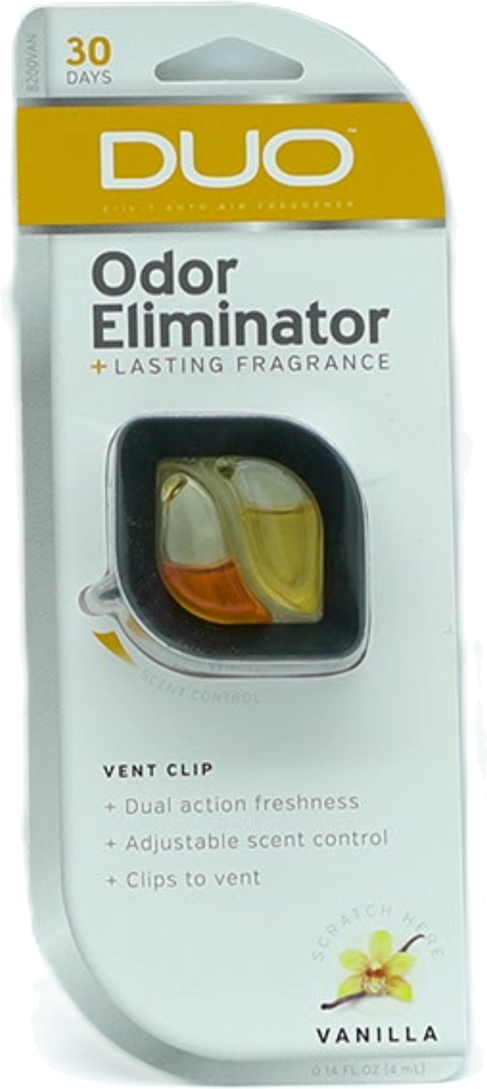 Désodorisant Voiture Éliminateur d'Odeurs Vanille 4ml Clip de Ventilation Duo