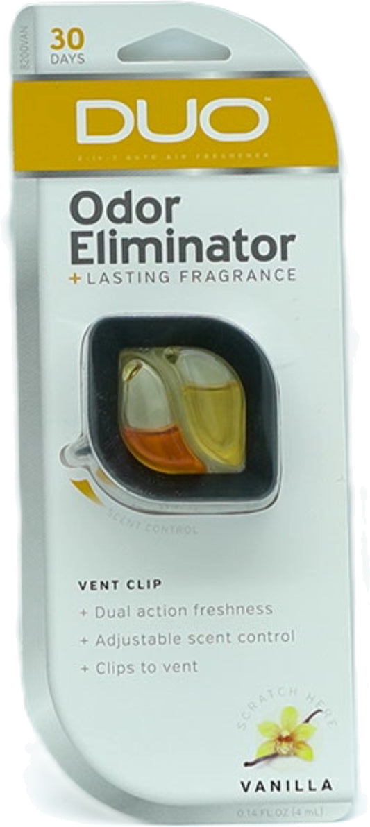Car Air Freshener Odor Eliminator Vanilla 4mL Vent Clip Duo