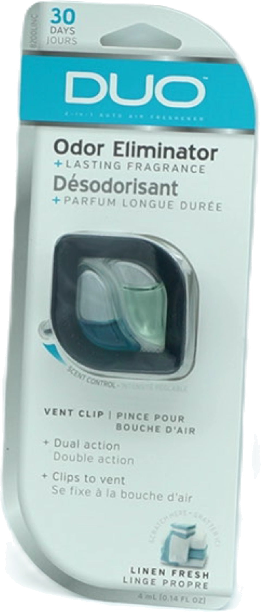 Car Air Freshener Odor Eliminator Linen Fresh 4mL Vent Clip Duo