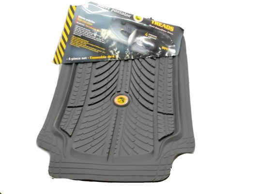 Car Mat 4pc. Set Grey 100% PVC Pants Saver Treads