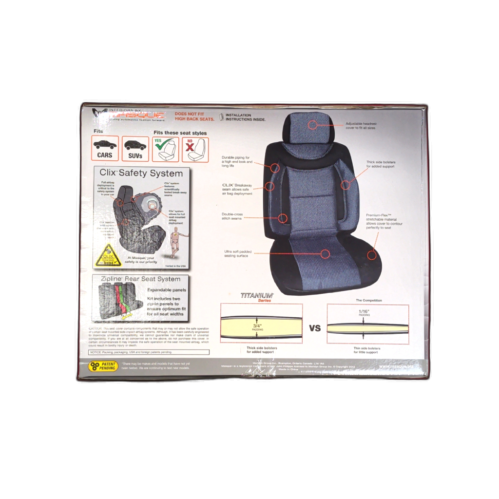 Interior Makeover Kit 5 Headrest Covers, 2 Bucket Seat Covers & 1 Rear Seat Cover Torino Masque - Additional View