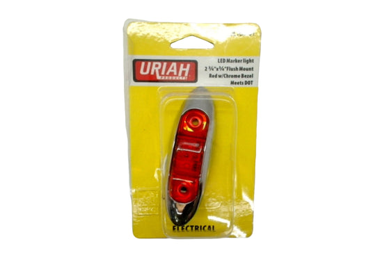 LED Marker Light Red 2-3/4" x 3/4" Flush Mount w/Chrome Bezel Uriah