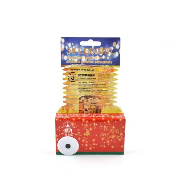 30 lumières submersibles LED blanc chaud avec minuterie de 6 heures