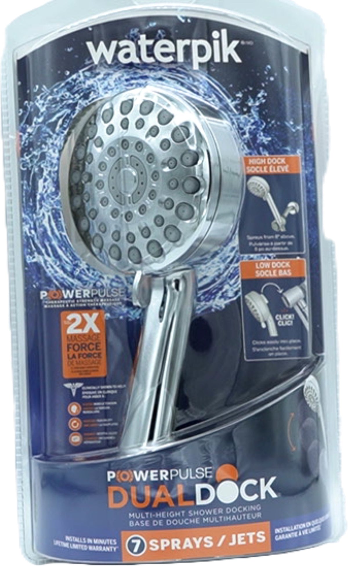 Shower Head Powerpulse Dual Dock 7 Sprays/Jets Waterpik