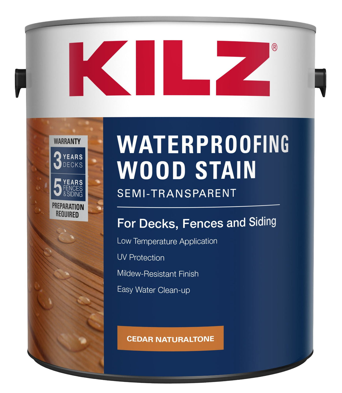 Waterproofing Wood Stain Cedar Naturaltone 3.78L Semi-Transparent Kilz (Or 2/$49.99)(ENDCAP) - Additional View