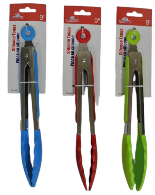 Silicone Tong 9 Inch Assorted Colours