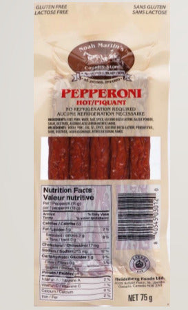Pepperoni - Hot 6 inch 5 pcs 75g - Heidelberg Foods Ltd. Made in Canada