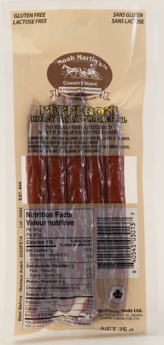 Pepperoni - Honey Garlic 6 inch 75g - Heidelberg Foods Ltd. Made in Canada