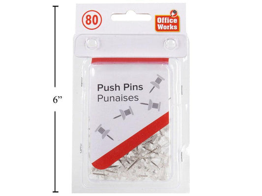 Push Pins clear 80 in a box