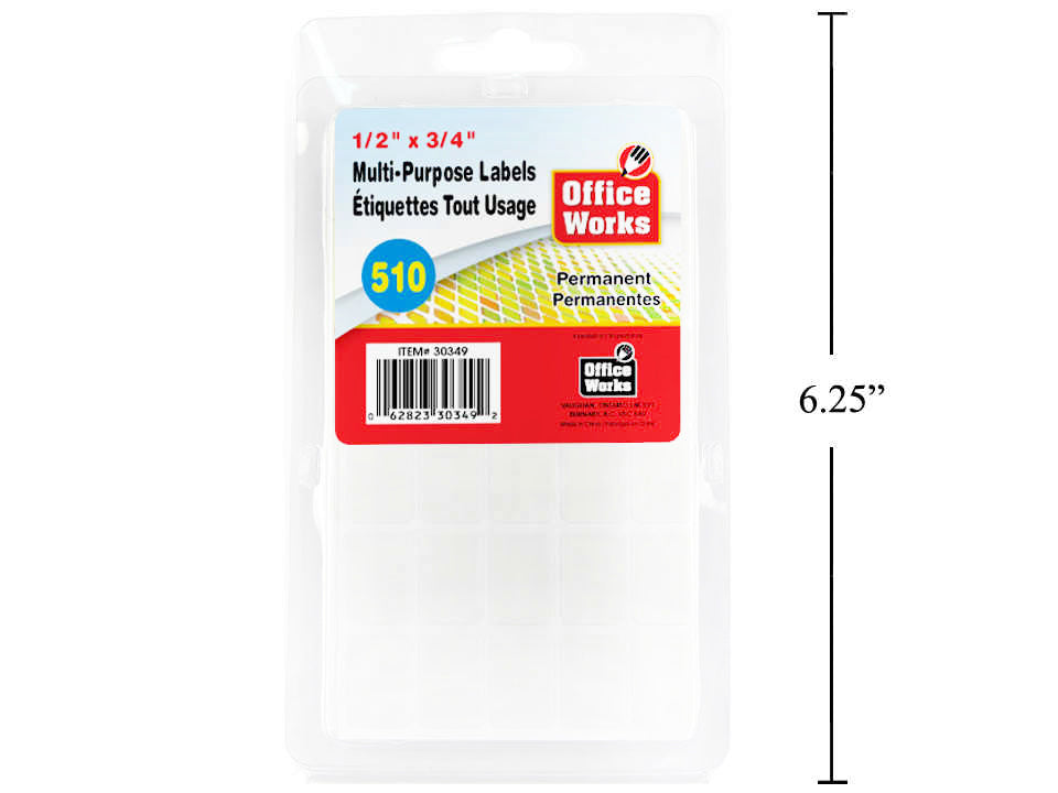 Multi-Purpose Labels, 510-pc 1/2x3/4 inch Office Works