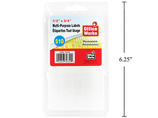 Multi-Purpose Labels, 510-pc 1/2x3/4 inch Office Works