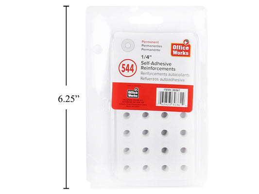 Reinforcement Labels , 544-pc. 1/4 inch White Office Works