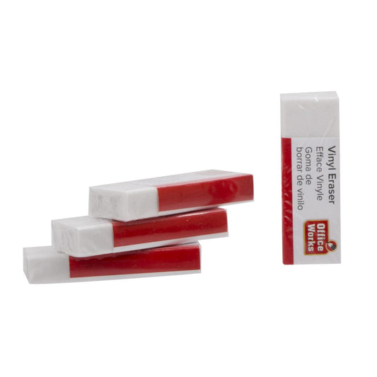 White Vinyl Eraser 4 pack office works - Additional View