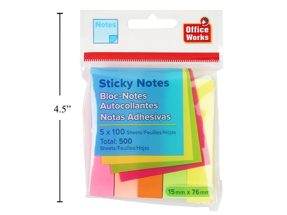 ADHESIVE MEMO 100 SHEET 5-PACK, 76x15mm DESK TECH