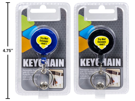 KEYCHAIN W/ I.D. HOLDER,RETRACTABLE DESK TECH