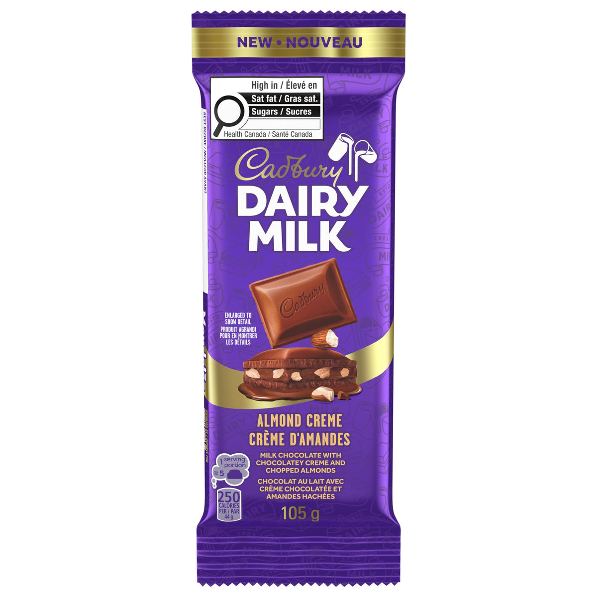 Cadbury Dairy Milk Almond Crème Chocolate Bar 105g.