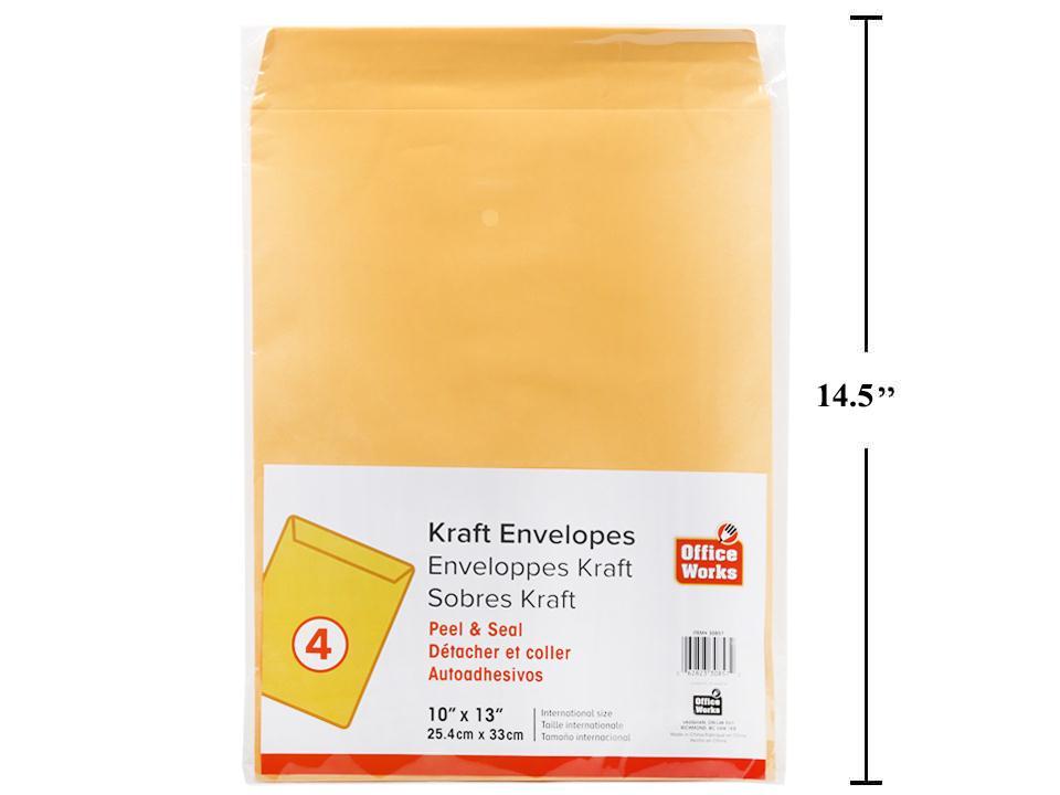 Kraft Envelopes 4-pc 10x13" Office Works