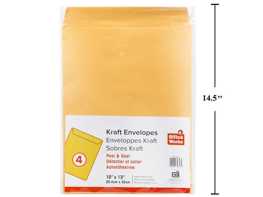 Kraft Envelopes 4-pc 10x13" Office Works