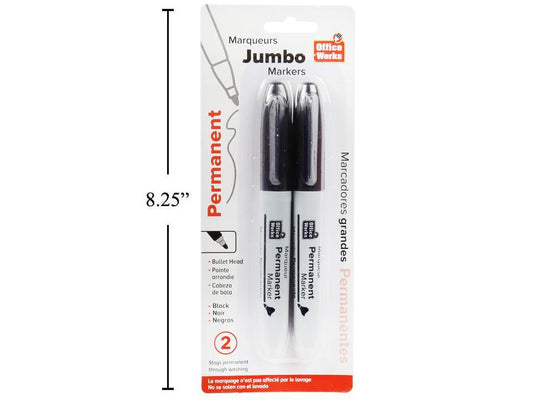 Marqueur permanent jumbo, lot de 2, noir, Office Works