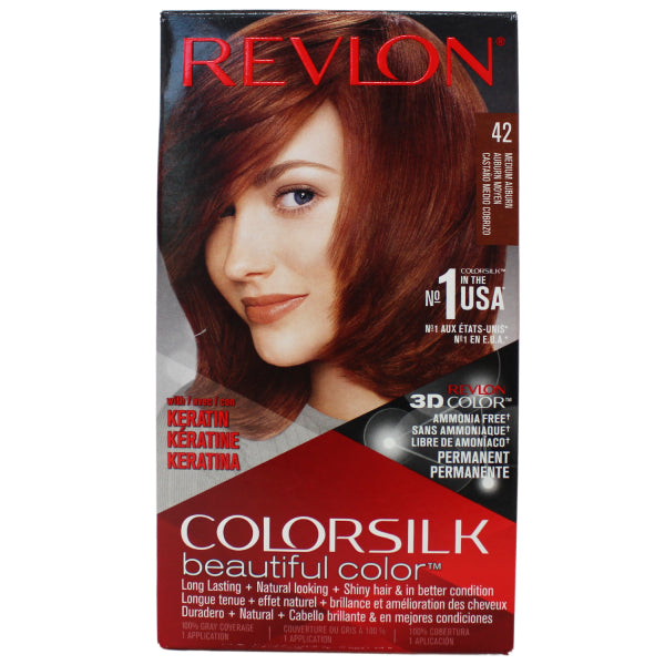 Coloration Cheveux Colorsilk #42 Châtain Cuivré Moyen Revlon