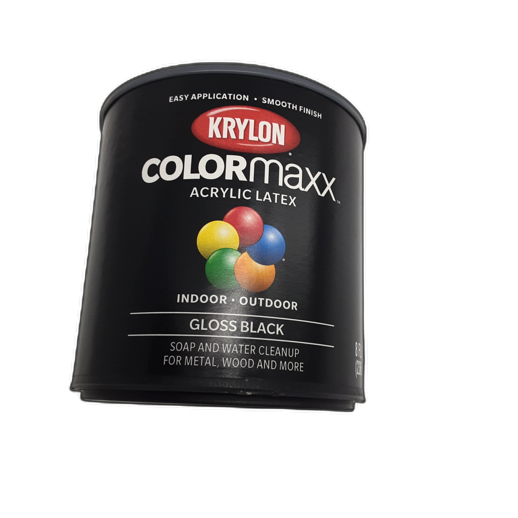 Acrylic Latex Paint Gloss Black 236ml. Indoor Outdoor Krylon