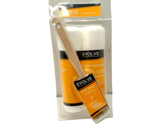 3pc. Paint Kit w/2" Polyester Brush & 2 - 9" Rollers Evolve