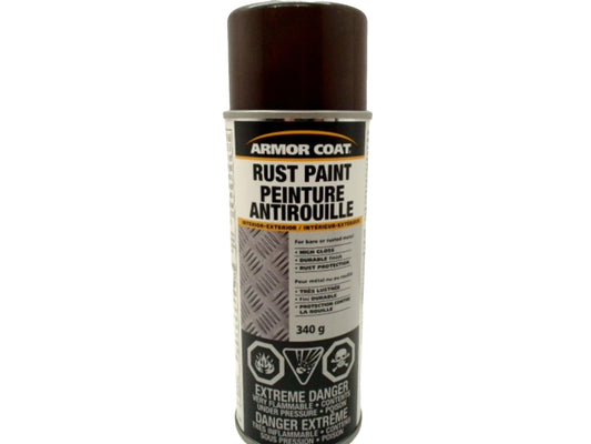 Rust Spray Paint High Gloss Brown 340g. Interior Exterior Armor Coat