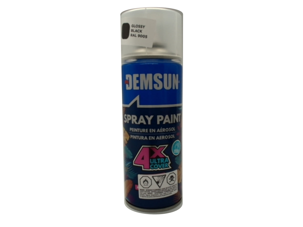 Peinture en bombe noir brillant 380 g. Demsun
