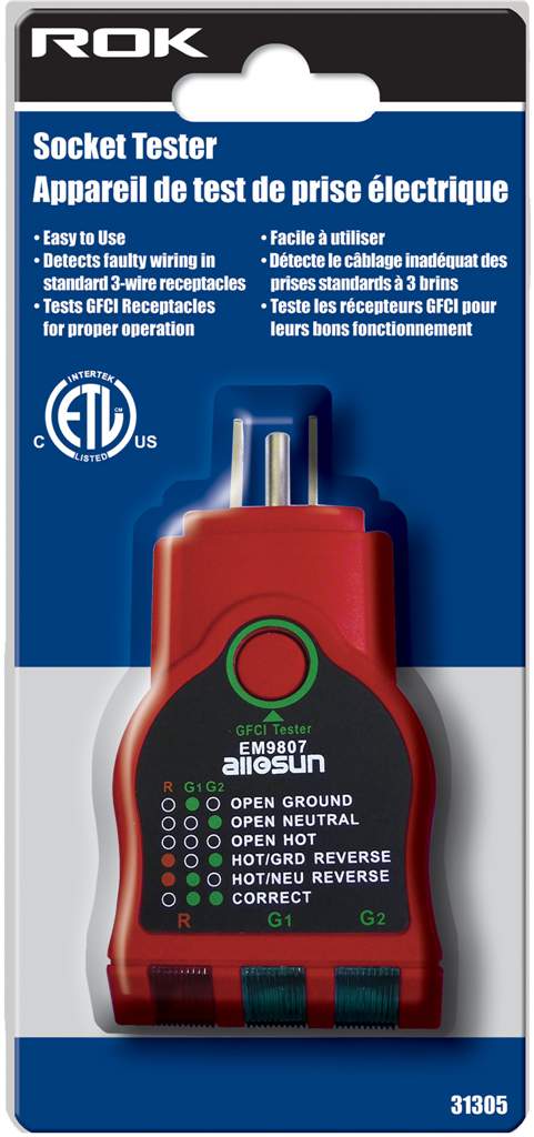 Socket tester for testing receptacles