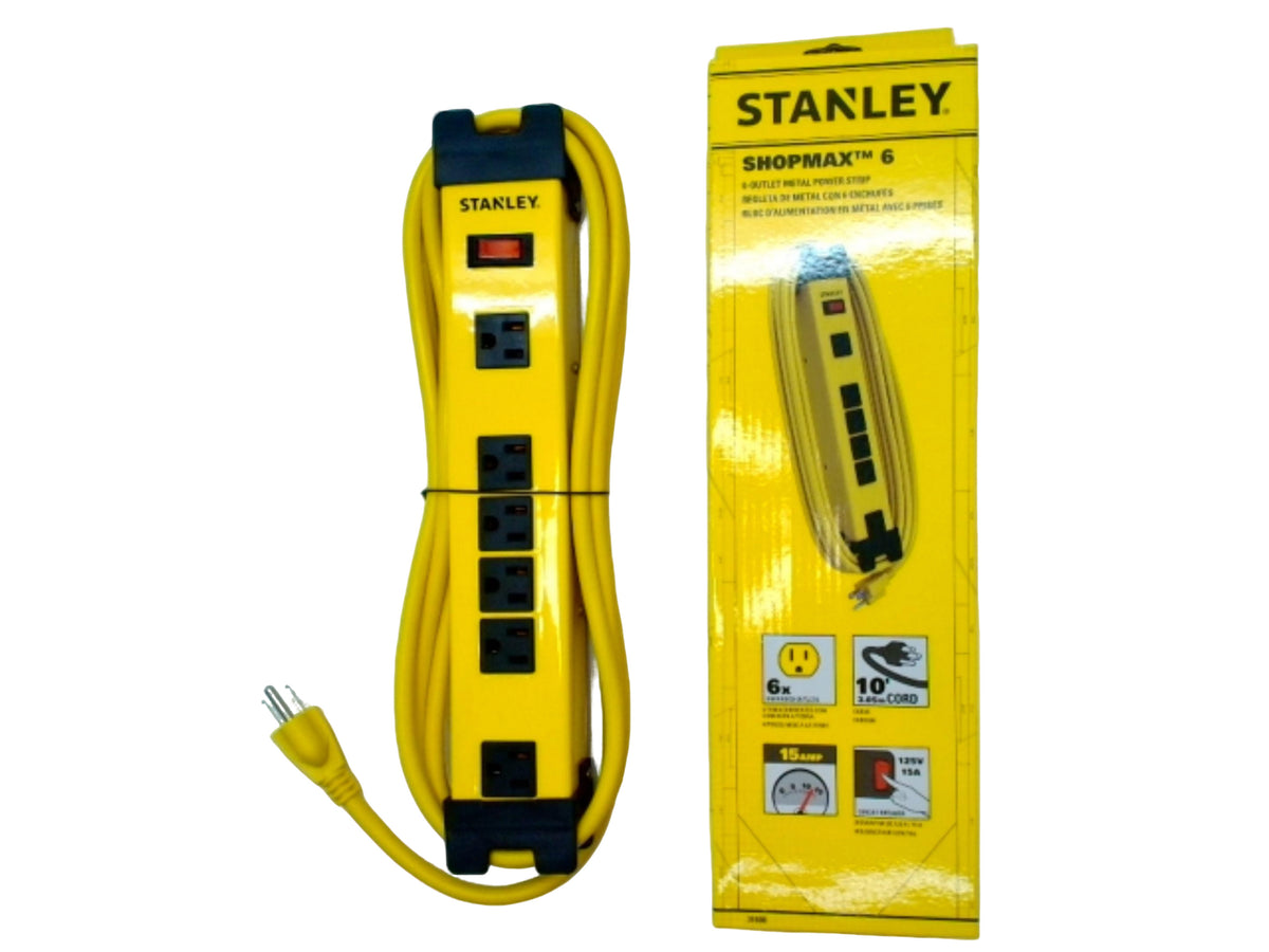 powerbar with 6 outlets - 10 foot cord - metal power strip Stanley
