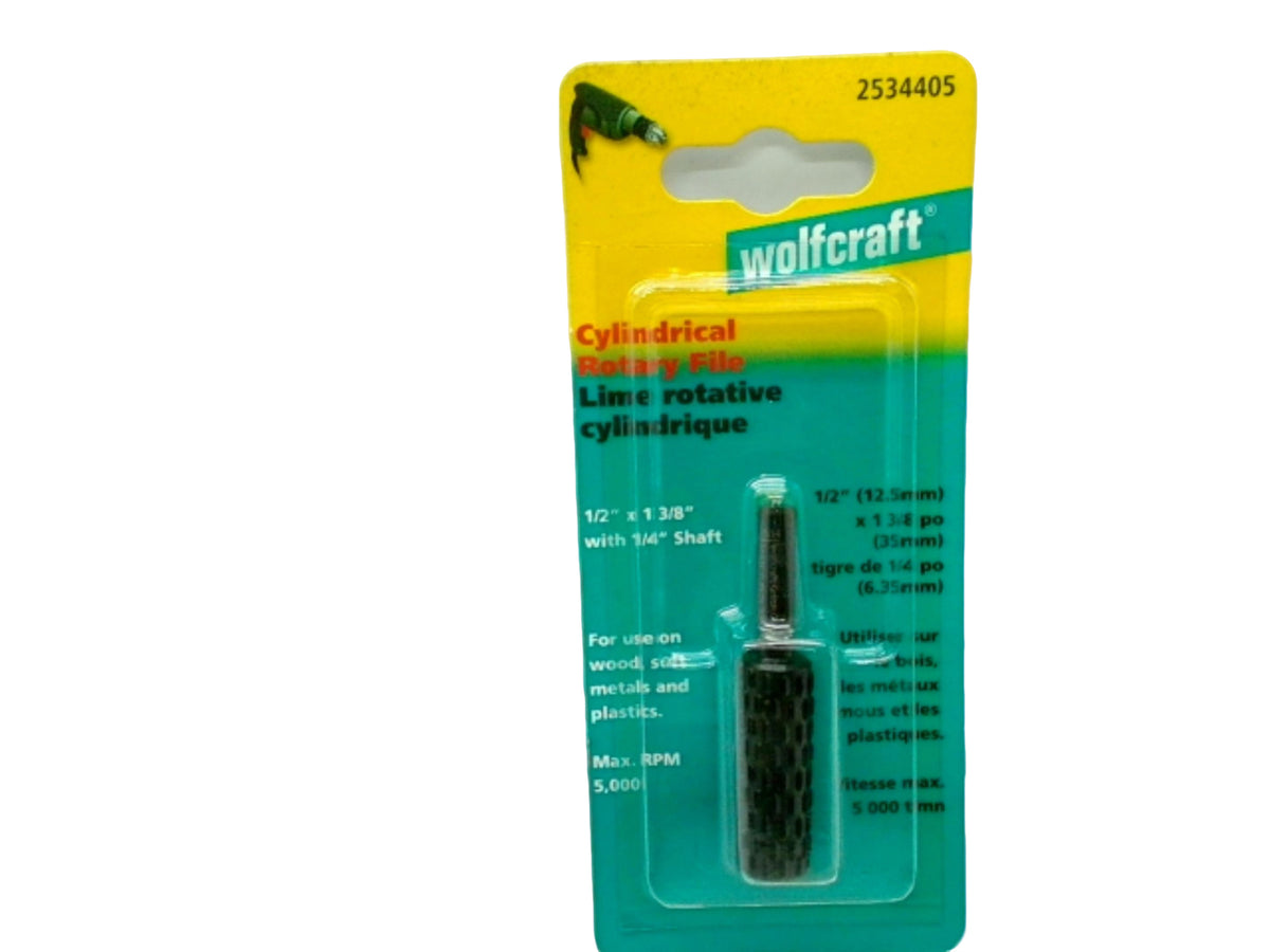 Cylindrical Rotary File 1/2" X 1/38" Wolfcraft 1/4" Shaft