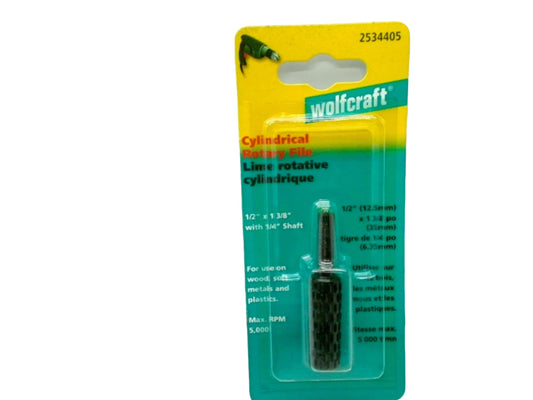 Cylindrical Rotary File 1/2" X 1/38" Wolfcraft 1/4" Shaft