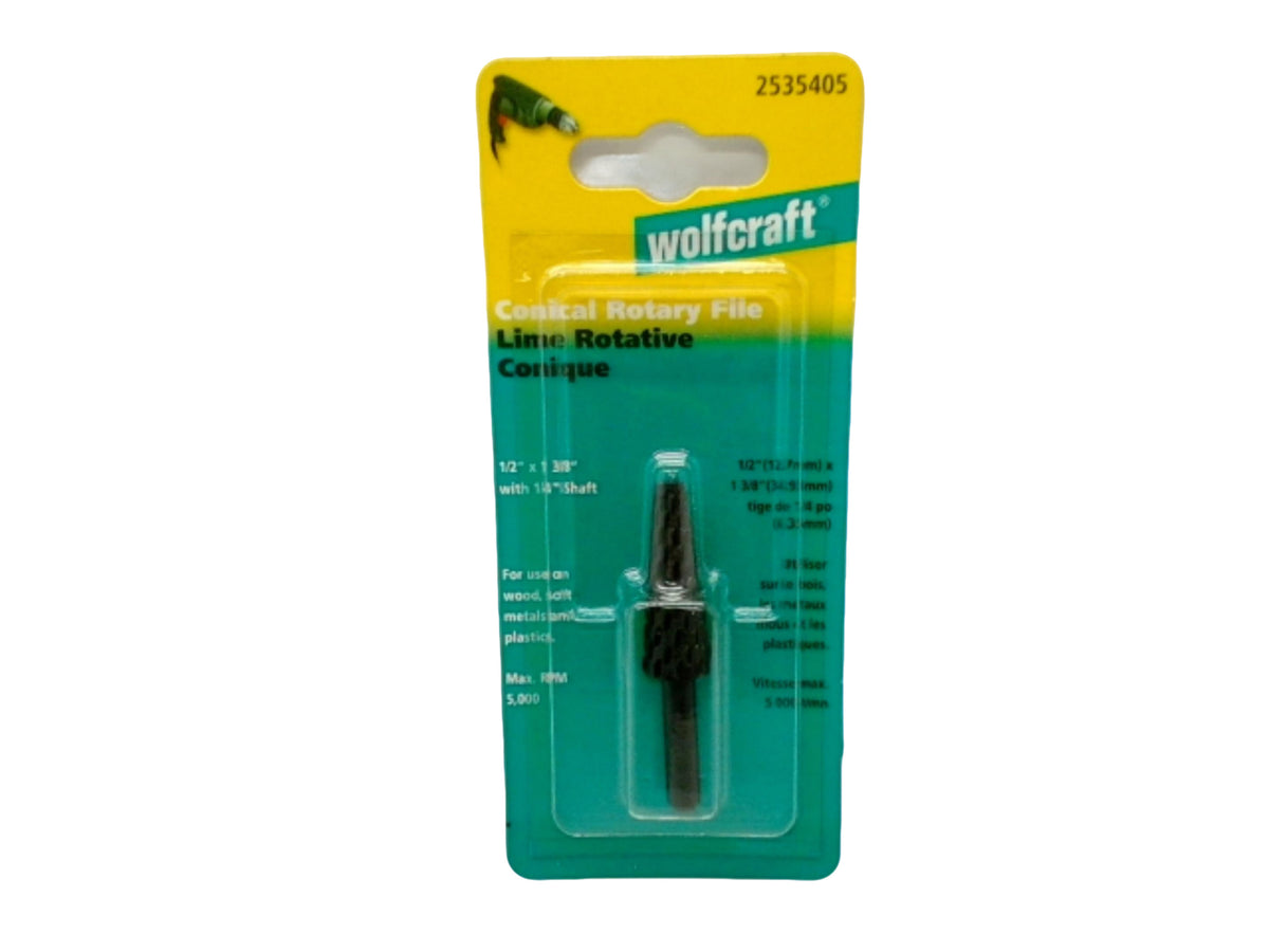 Conical Rotary File 1/2" X 1 3/8" Wolfcraft 1/4" Shaft