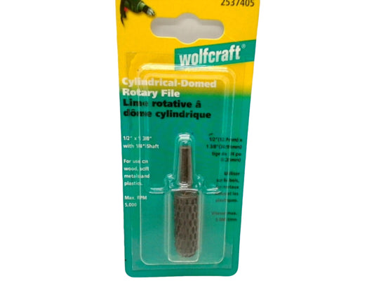 Cylindrical Domed Rotary File 1/2" X 1 3/8" Wolfcraft 1/4" Shaft