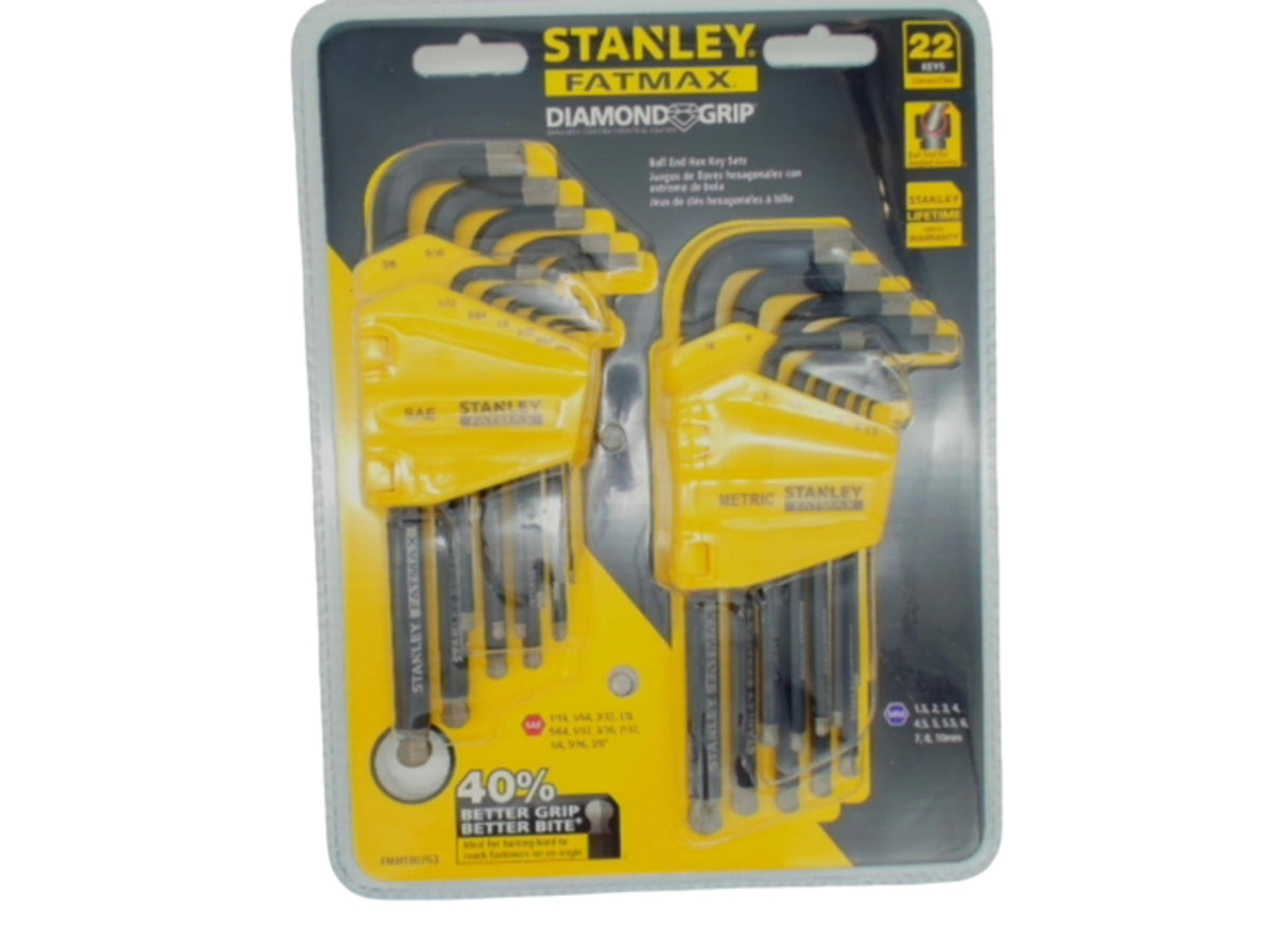 22pc. Hex Key Set SAE & Metric Diamond Grip Stanley