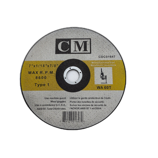 Metal Cutting Disc 7" x 1/16" x 7/8"