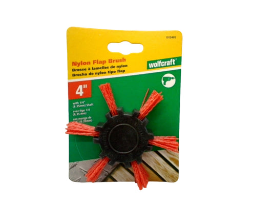 Nylon Flap Brush 4" W/ 1/4" Shaft Wolfcraft