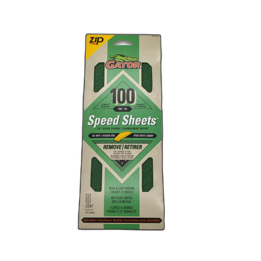 Sandpaper Speed Sheets 100 Grit Fine 3-2/3" X 9" 5pk. Gator