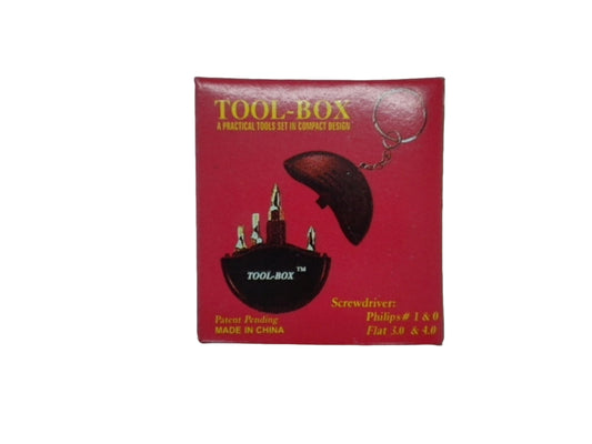 Tool-Box Screwdriver Keychain w/4 Bits (PROMO)